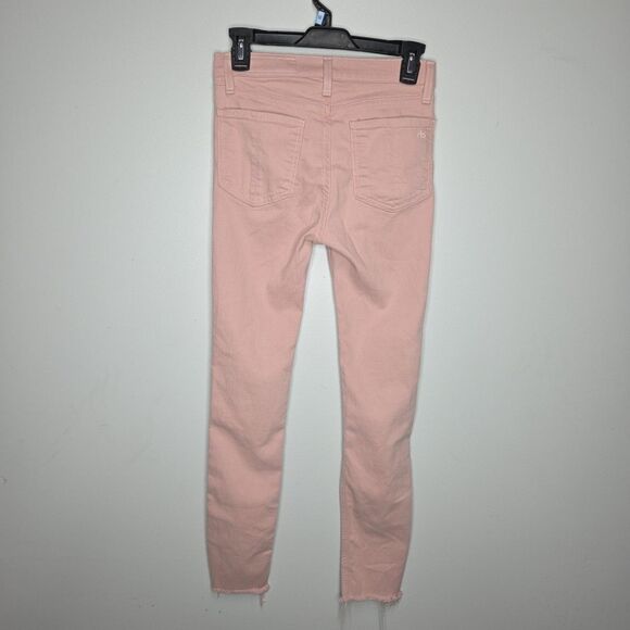 Rag & Bone Pink High-Rise Skinny Jeans Size 26 Designer Pink Denim Distressed - Picture 3 of 10